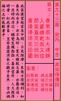 关帝灵签 第93签:中吉 高宗得傅说